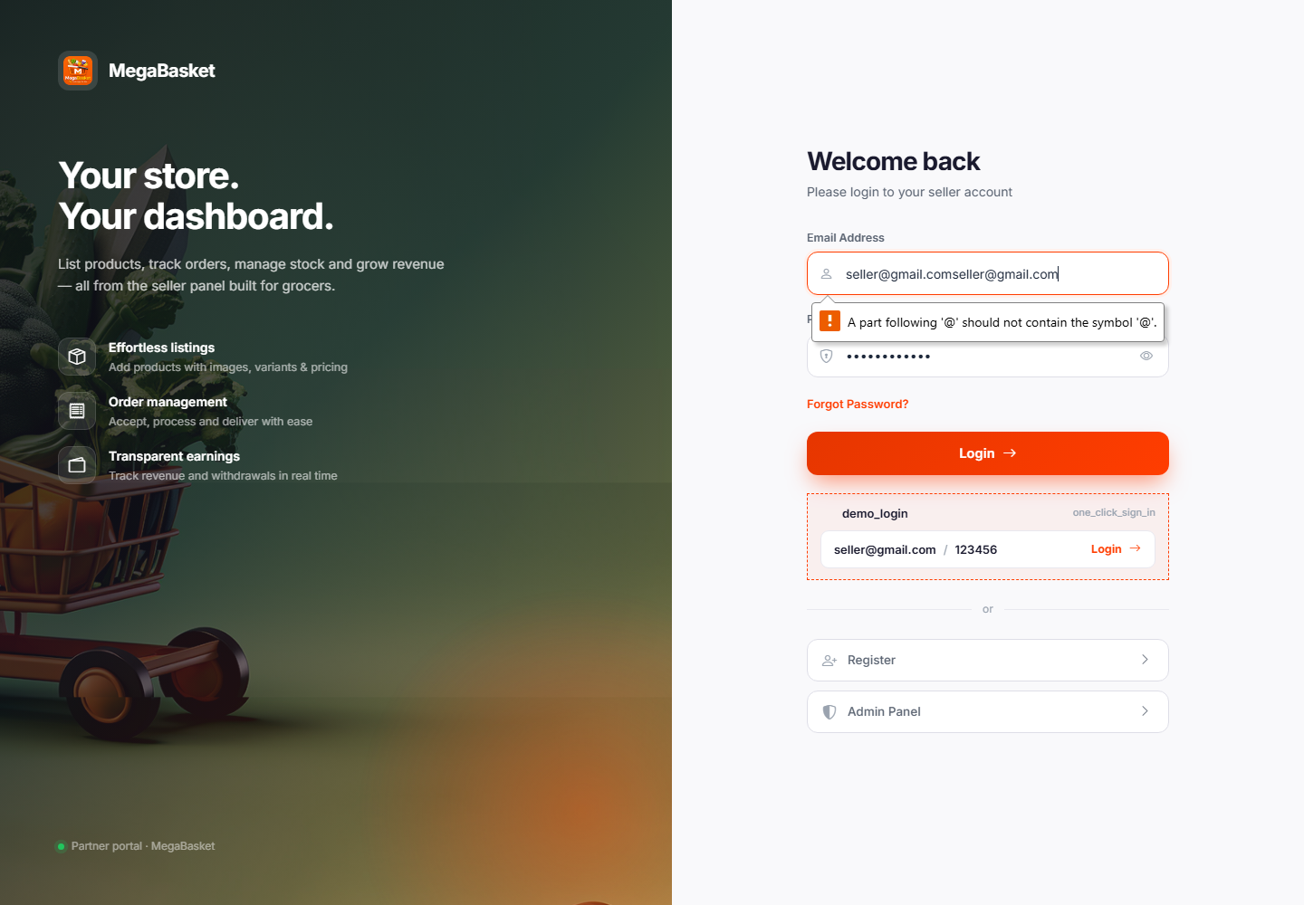 Seller dashboard